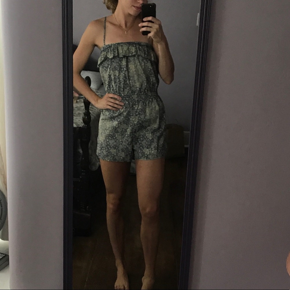 Denim patterned romper